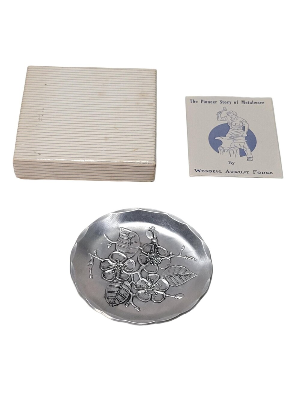 Wendell August Hammered Aluminum Coaster Apple Blossom Floral
